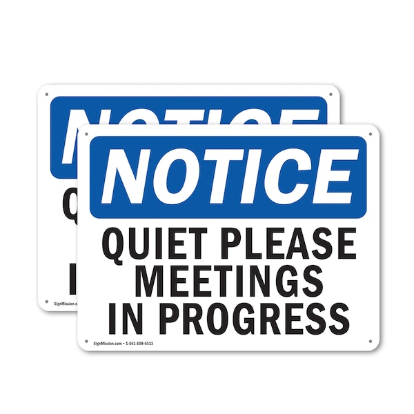 Signmission Quiet Please Meetings In Progress, 18 in W x Rectangle, Plastic OS-2PACK-NS-P-1218-L-17948 - main